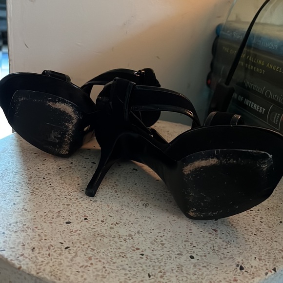 Yves Saint Laurent black leather and suede high heel sandal - Picture 5 of 5